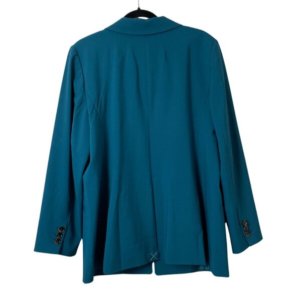 Talbots City Twill Open Front Blazer Size 14 Large Teal Double Breasted - Picture 2 of 11